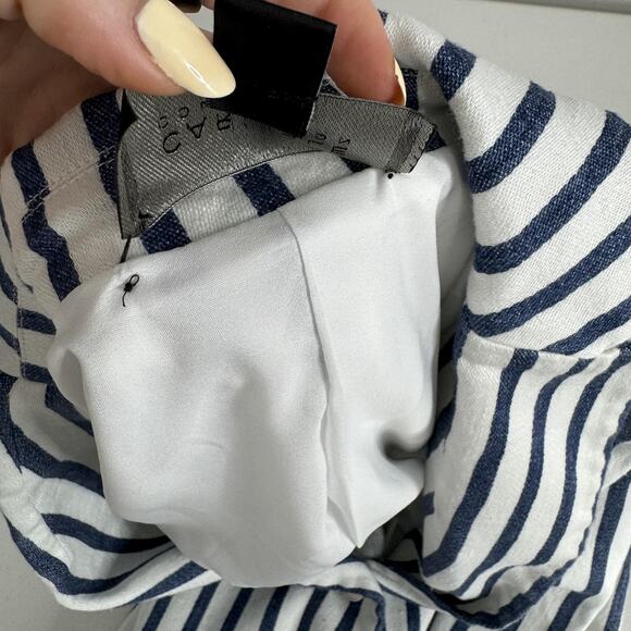 Carlisle Collection Blazer Womens 8 Blue Striped Linen Blend Jacket Nautical - Picture 10 of 16